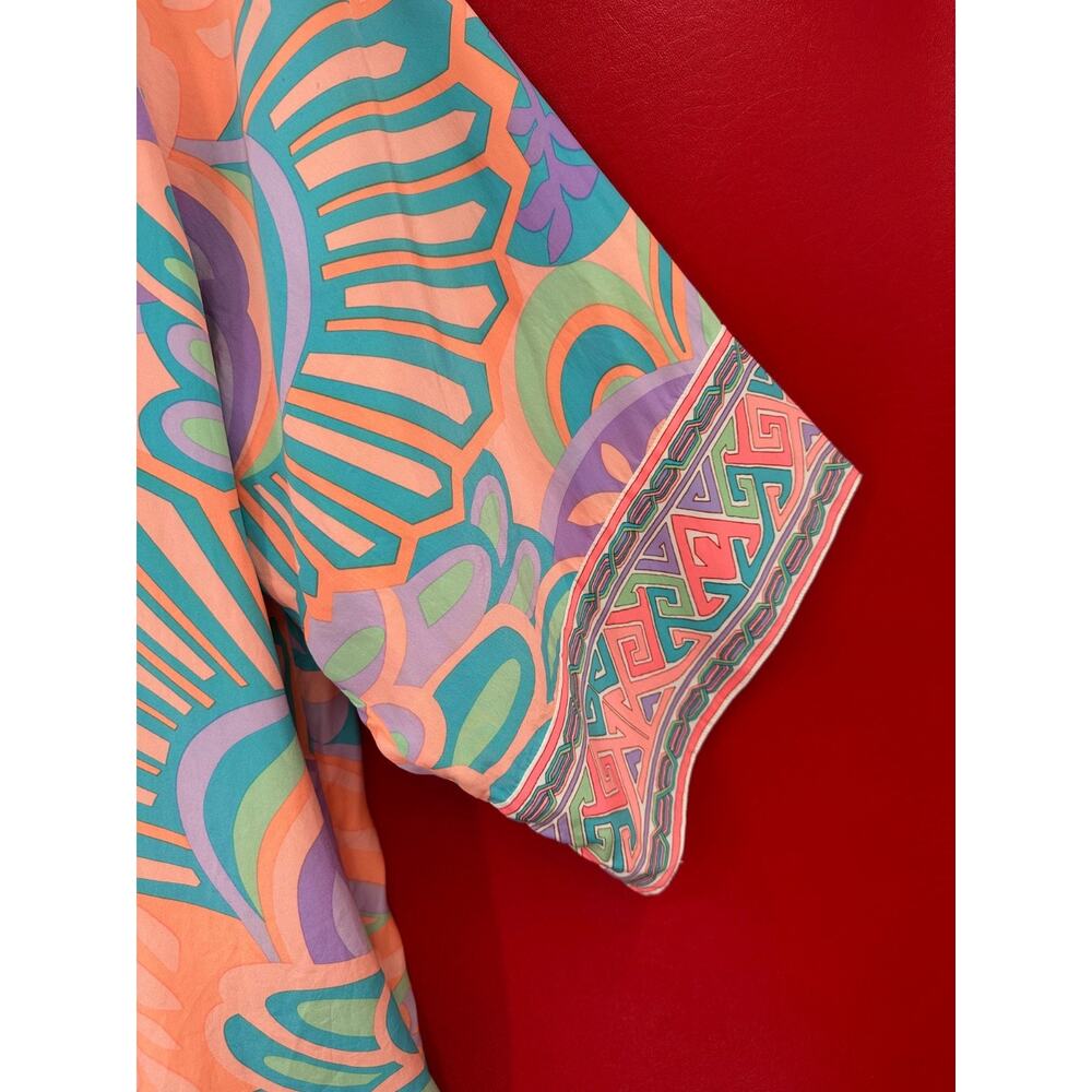 Alice & Trixie 100% Pastel Silk Open Front Kimono Sample Paisley Geo Top Size S - Picture 5 of 15